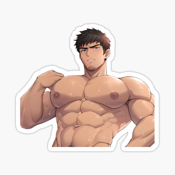 Muscular Anime Guy Stickers for Sale