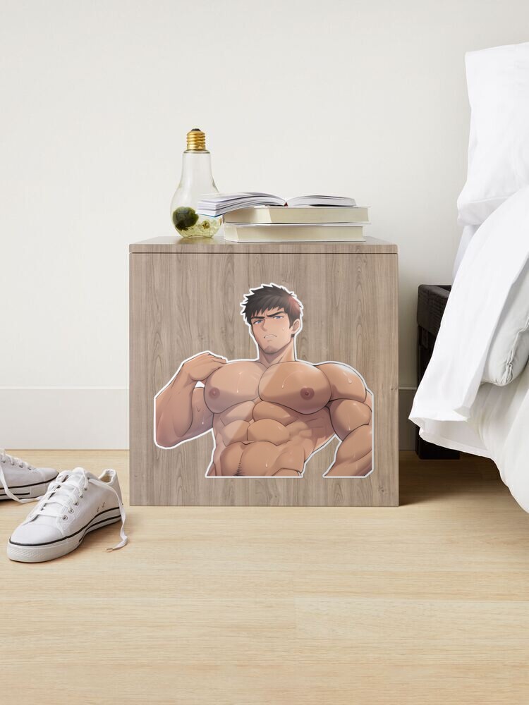 Muscular Anime Guy Sticker for Sale by baraclub