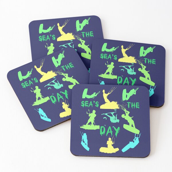 Item preview, Kitesurfer Silhouette Pattern With Seas The Day Quote 7 designed and sold by taiche.