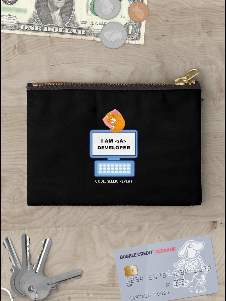 Thumbnail 3 of 4, Zipper Pouch, Code Sleep Repeat - Coder Humour designed and sold by GiftMonkey.