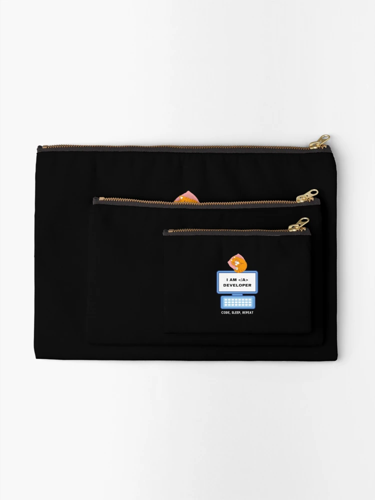 Thumbnail 2 of 4, Zipper Pouch, Code Sleep Repeat - Coder Humour designed and sold by GiftMonkey.