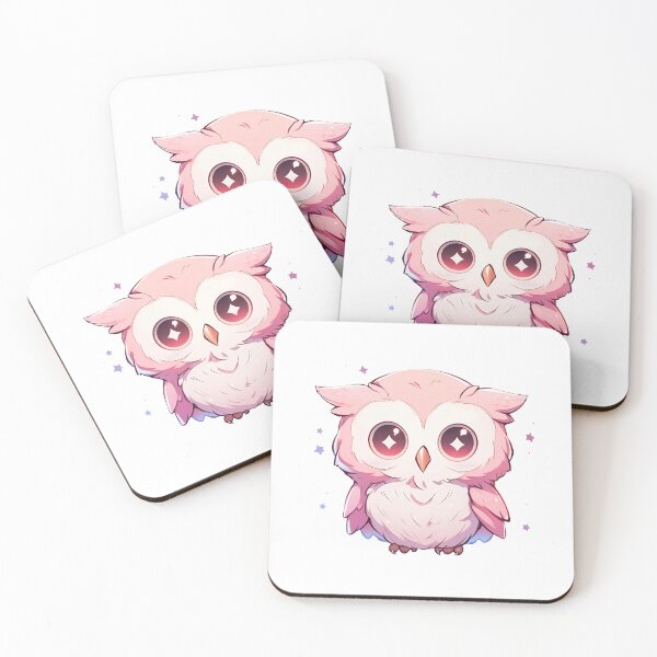 Item preview, Cute Kawaii Anime Pink Owl designed and sold by CozyKawaiiArt.