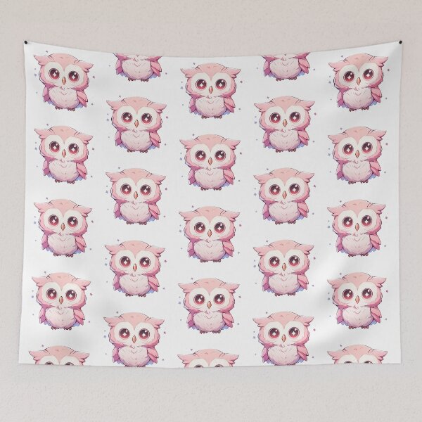 Item preview, Cute Kawaii Anime Pink Owl designed and sold by CozyKawaiiArt.