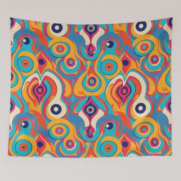 Item preview, 70s inspired pattern, psychedelic shapes designed and sold by CoolPixels.