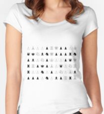 #Chess piece, #chessman, #king, #queen, #rooks, #bishops,  #knights, #pawns, #ChessPiece, #ChessBoard Women's Fitted Scoop T-Shirt