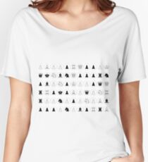 #Chess piece, #chessman, #king, #queen, #rooks, #bishops,  #knights, #pawns, #ChessPiece, #ChessBoard Women's Relaxed Fit T-Shirt