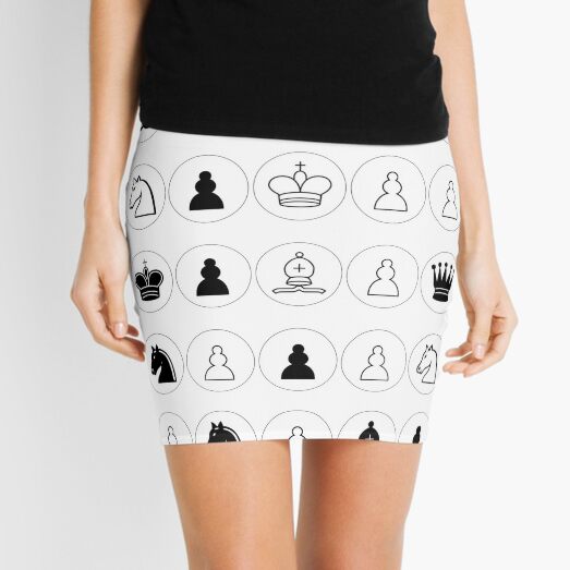 #Chess piece, #chessman, #king, #queen, #rooks, #bishops,  #knights, #pawns, #ChessPiece, #ChessBoard Mini Skirt