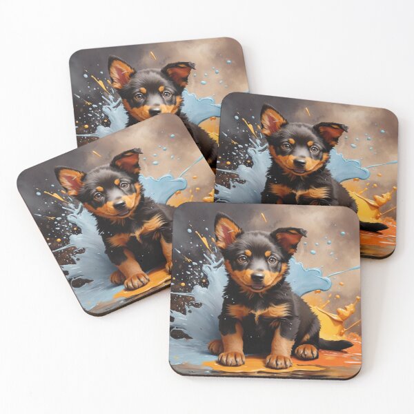 Item preview, Australian Kelpie Puppy Portrait designed and sold by Wolfheartart.