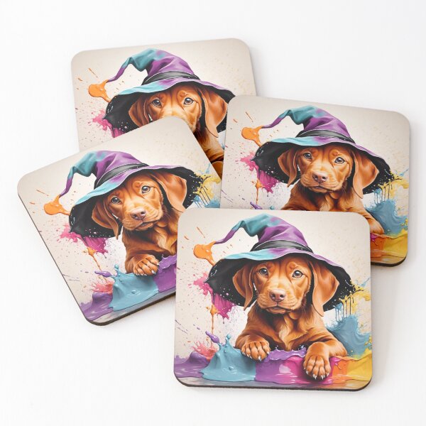 Item preview, Vizsla Puppy Dog Portrait In A Halloween Hat designed and sold by Wolfheartart.