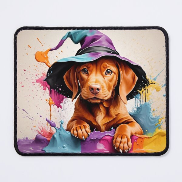 Item preview, Vizsla Puppy Dog Portrait In A Halloween Hat designed and sold by Wolfheartart.