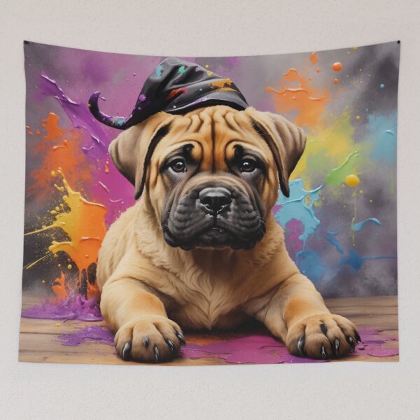 Item preview, Bull Mastiff Puppy Portrait With Halloween Hat designed and sold by Wolfheartart.