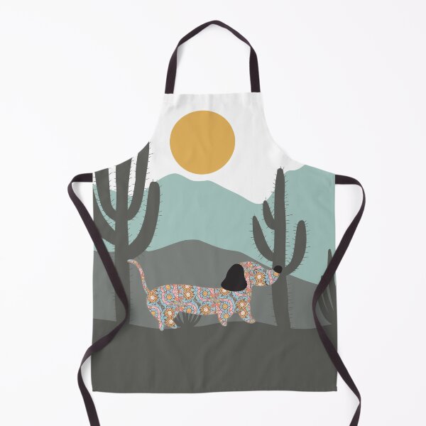 Item preview, Boho Print Dachshund Wiener Sausage Dog in The Desert Night: Aprons designed and sold by Vachala.