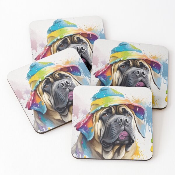 Item preview, English Bull Mastiff Dog Portrait With Rain Hat designed and sold by Wolfheartart.