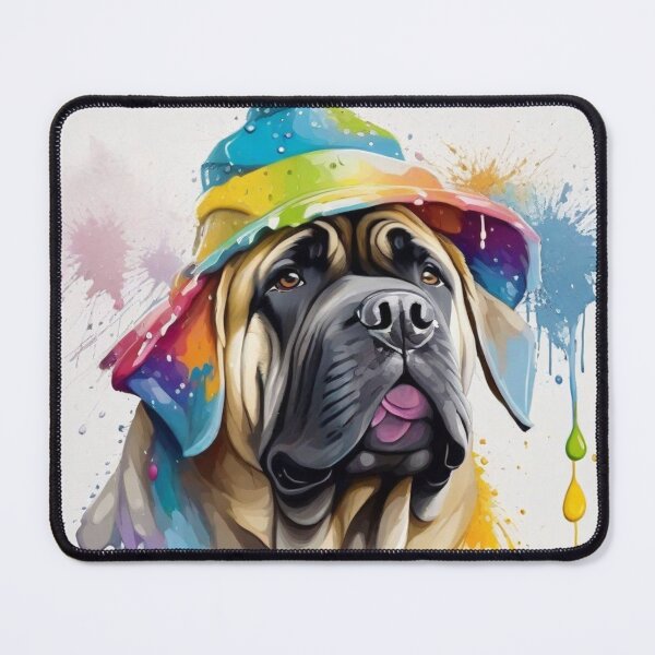 Item preview, English Bull Mastiff Dog Portrait With Rain Hat designed and sold by Wolfheartart.