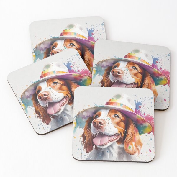 Item preview, Welsh Springer Spaniel Dog Portrait With Rain Hat designed and sold by Wolfheartart.