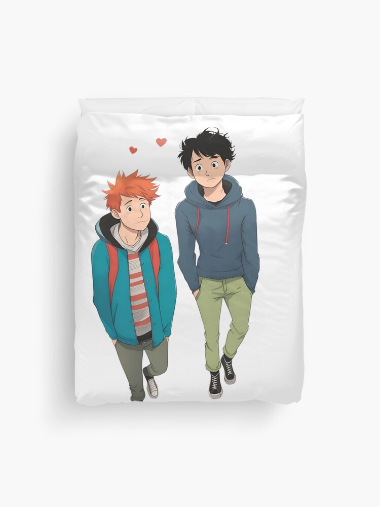 Thumbnail 1 of 2, Duvet Cover, HEARTSTOPPER Netflix Collection: Charlie’s Cartoon designed and sold by Aryabek.