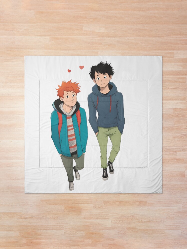Thumbnail 1 of 6, Comforter, HEARTSTOPPER Netflix Collection: Charlie’s Cartoon designed and sold by Aryabek.