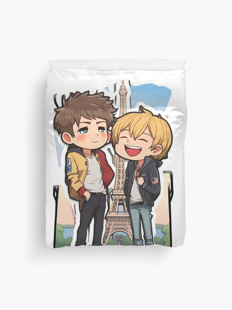 Thumbnail 1 of 2, Duvet Cover, HEARTSTOPPER Netflix Series: Nick & Charlie in Paris designed and sold by Aryabek.
