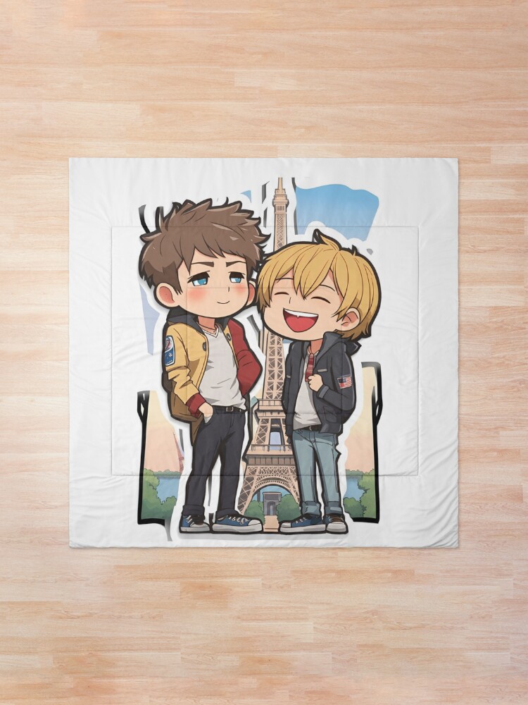 Thumbnail 1 of 6, Comforter, HEARTSTOPPER Netflix Series: Nick & Charlie in Paris designed and sold by Aryabek.