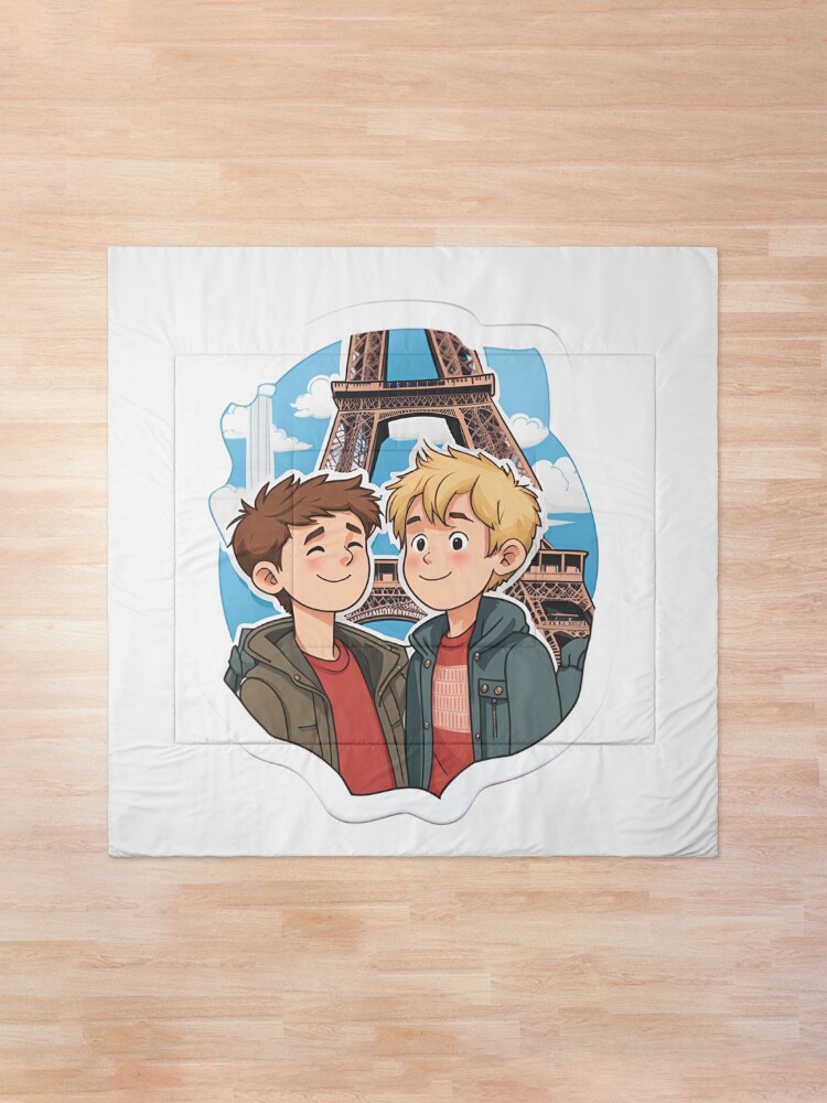 Thumbnail 1 of 6, Comforter, HEARTSTOPPER Netflix Series: Nick & Charlie in Paris designed and sold by Aryabek.