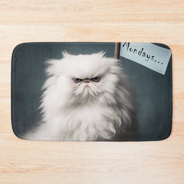Item preview, Monday Feels - Expressive Persian Cat with Sign - Fluffy Feline Drama designed and sold by PaintbrushPlace.