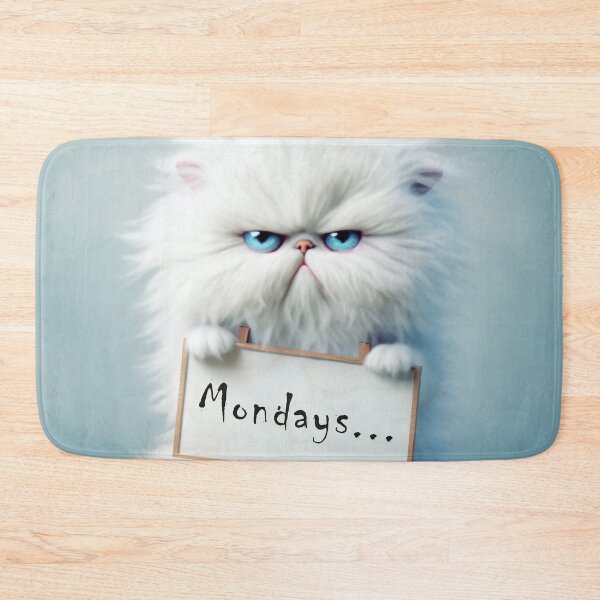 Item preview, Monday Feels - Expressive Persian Cat with Sign - Fluffy Feline Drama designed and sold by PaintbrushPlace.