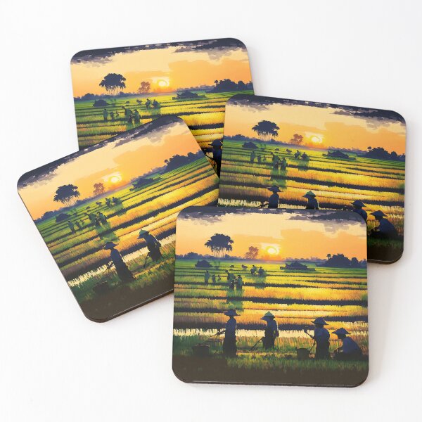 Item preview, [AI Art] Sunset field workers designed and sold by Sissle.