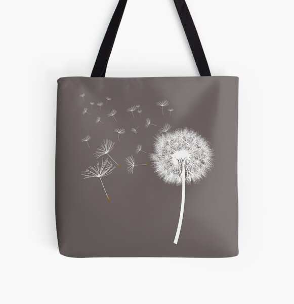Aesthetic Dandelions Black Tote Bag with Zipper