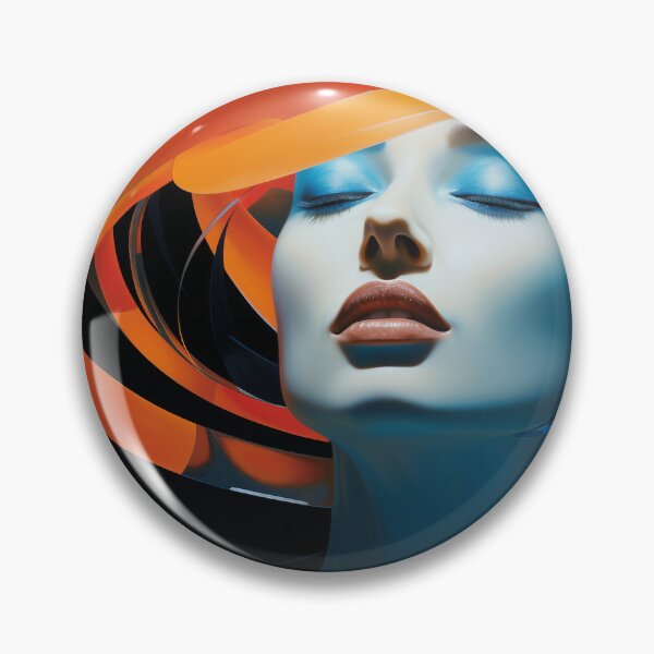 Item preview, A woman rendered in hues of blue and orange designed and sold by Andrey Tarakanov.