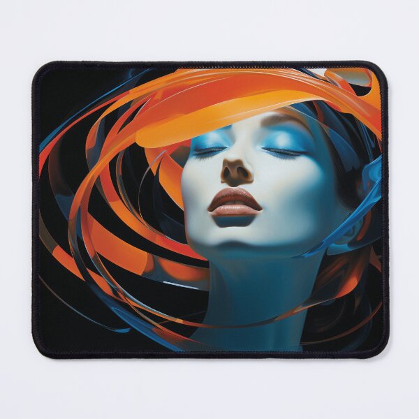 Item preview, A woman rendered in hues of blue and orange designed and sold by Andrey Tarakanov.