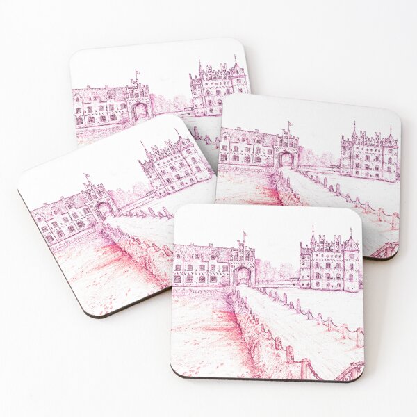 Item preview, Egeskov Castle Drawing, Denmark, Electric Pink - A Fairytale Escape to Danish Grandeur designed and sold by studioSharonKay.