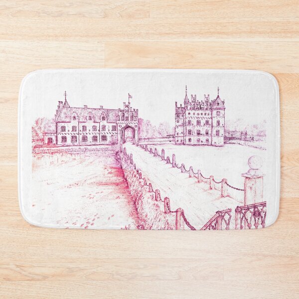 Item preview, Egeskov Castle Drawing, Denmark, Electric Pink - A Fairytale Escape to Danish Grandeur designed and sold by studioSharonKay.