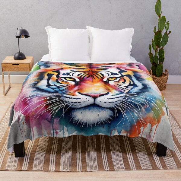 Item preview, Vibrant Watercolor tiger head digital print designed and sold by dcrc.