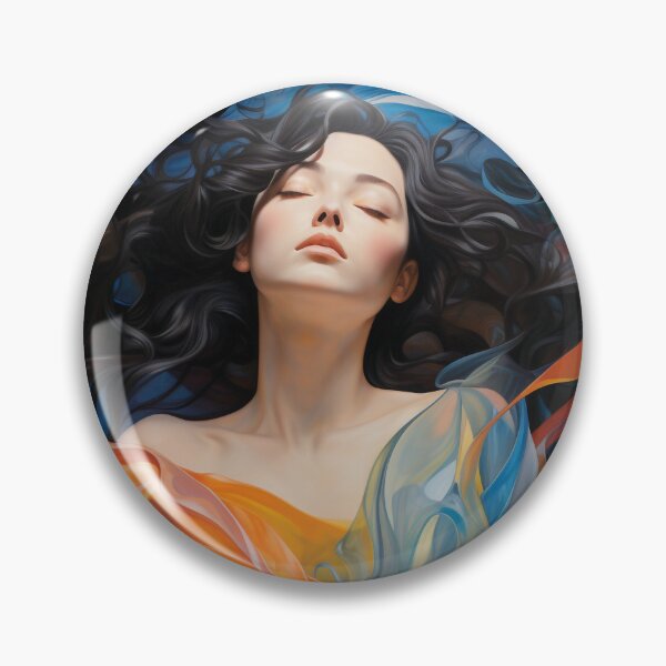 Item preview, A woman rendered in hues of blue and orange designed and sold by Andrey Tarakanov.
