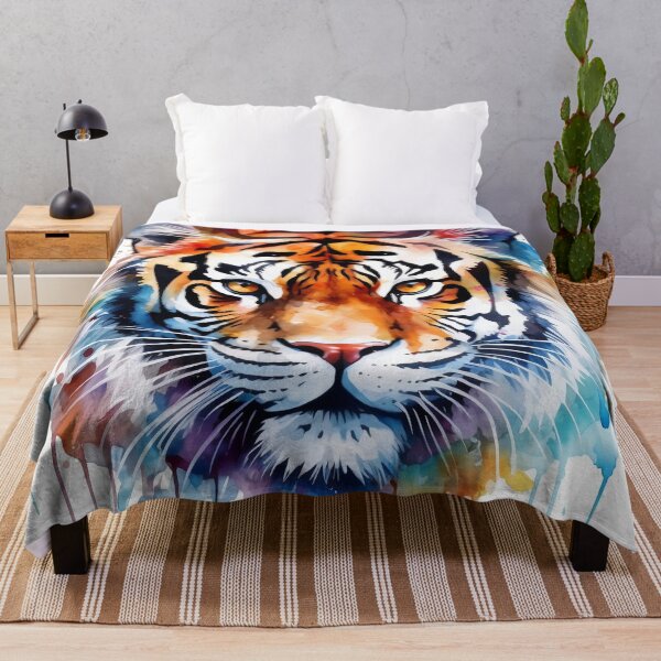 Item preview, Vibrant Watercolor tiger head digital print designed and sold by dcrc.