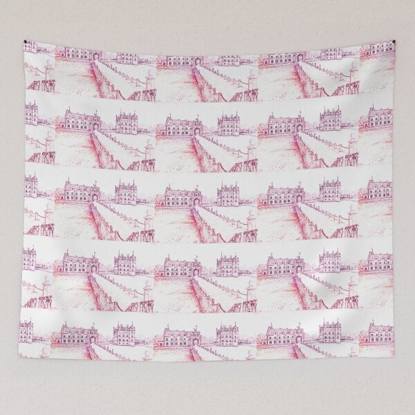 Item preview, Egeskov Castle Drawing, Denmark, Electric Pink - A Fairytale Escape to Danish Grandeur designed and sold by studioSharonKay.