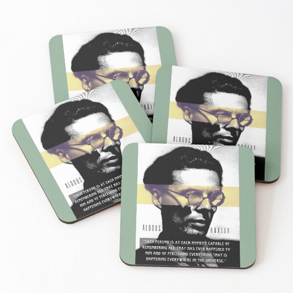 Item preview, Aldous Leonard Huxley portrait and quote: Each person is at each moment capable of remembering.. designed and sold by artbleed.