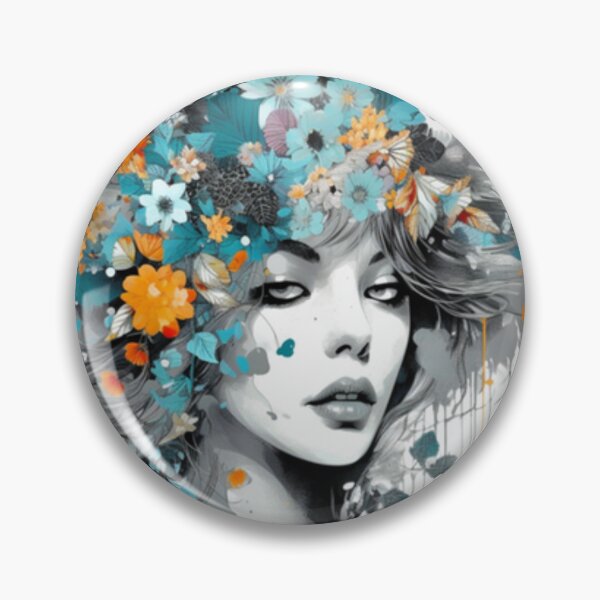 Item preview, Blossoming Empowerment: Flower-Adorned Girl in Cyan & Amber  designed and sold by Brand Uno Studio.