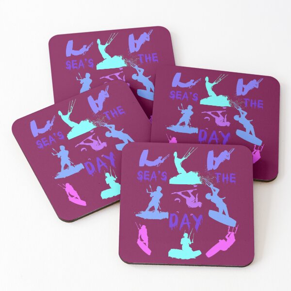 Item preview, Kitesurfer Silhouette Pattern With Seas The Day Quote 10 designed and sold by taiche.