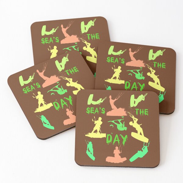 Item preview, Kitesurfer Silhouette Pattern With Seas The Day Quote 12 designed and sold by taiche.