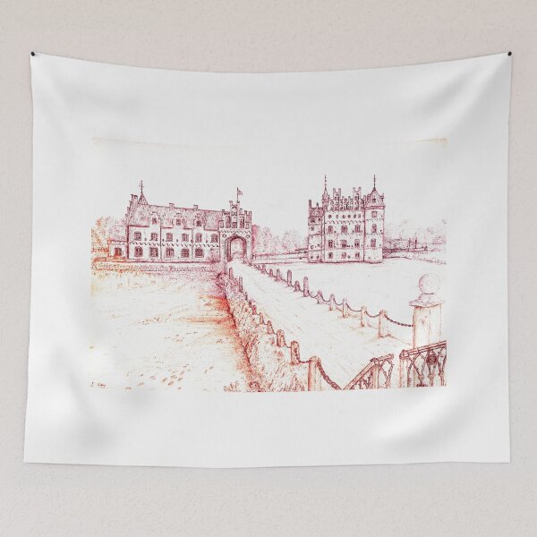 Item preview, Egeskov Castle Drawing, Denmark, Orange Supreme - A Fairytale Escape to Danish Grandeur designed and sold by studioSharonKay.