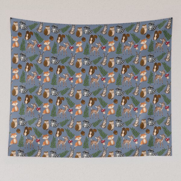 Item preview, Blue Whimsical Forest Animals  designed and sold by Midwestmama94.