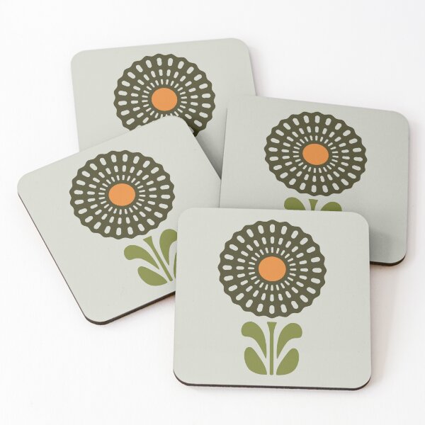 Item preview, KF 0125 D - Estampado Floral Vintage Retro 70s en Verde designed and sold by KhakiFinch.