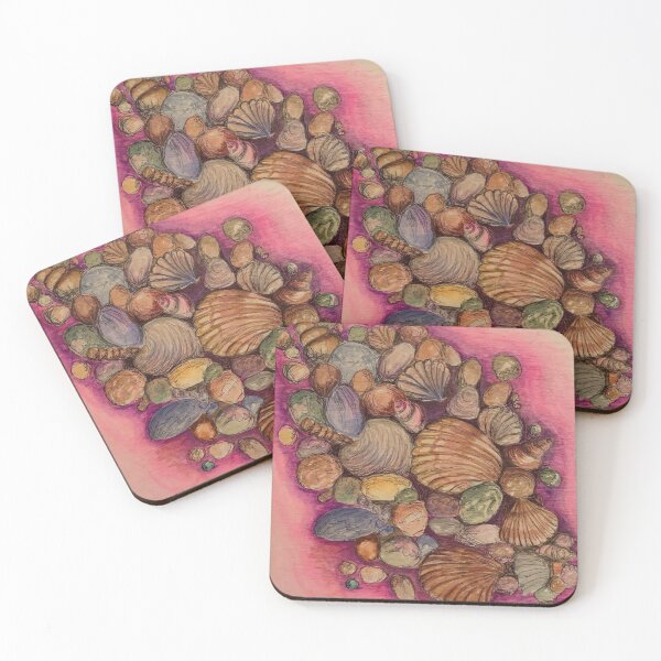 Item preview, Vibrant Seashells and Rocks Watercolor on Wood designed and sold by TinaNadeemArt.