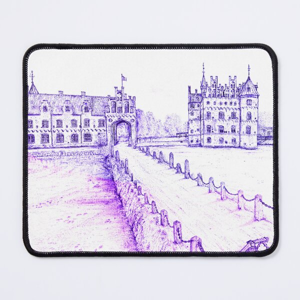 Item preview, Egeskov Castle Drawing, Denmark, Indigo Electric - A Fairytale Escape to Danish Grandeur designed and sold by studioSharonKay.