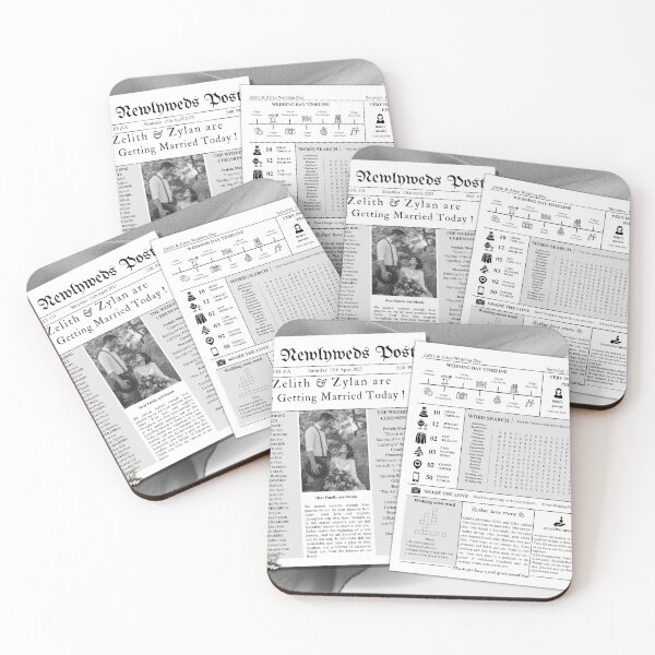 Item preview, Canva Editable Newspaper Wedding Program Template|Fun Modern Reception Program | Wedding Itinerary Template DIY |Infographic wedding Program designed and sold by MyBizCollection.