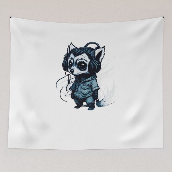 Item preview, kawaii raccoon cool music  designed and sold by irosh madushan.