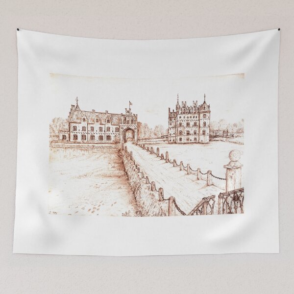 Item preview, Egeskov Castle Drawing, Denmark, Indian Summer - A Fairytale Escape to Danish Grandeur designed and sold by studioSharonKay.