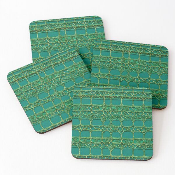 Item preview, Dark Green Thread Work Abstract Pattern in Teal Background designed and sold by Md Rashid  Hasan.