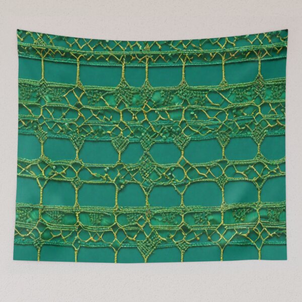 Item preview, Dark Green Thread Work Abstract Pattern in Teal Background designed and sold by Md Rashid  Hasan.